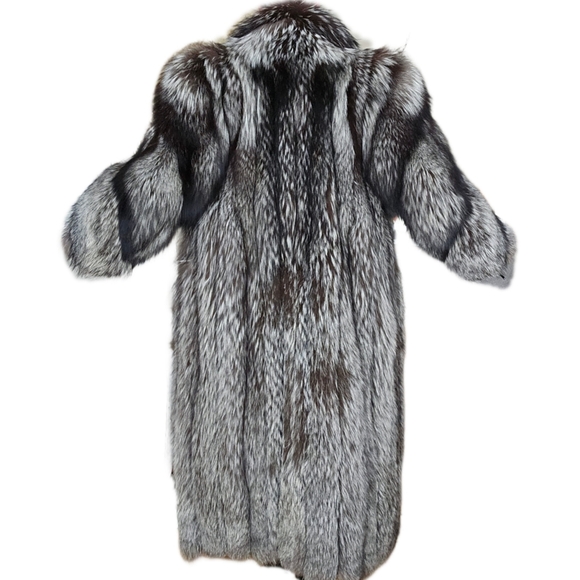 Vintage Genuine "Chubby" Fluffy Silver Indigo Fox Fur Full Length Coat - Picture 7 of 13